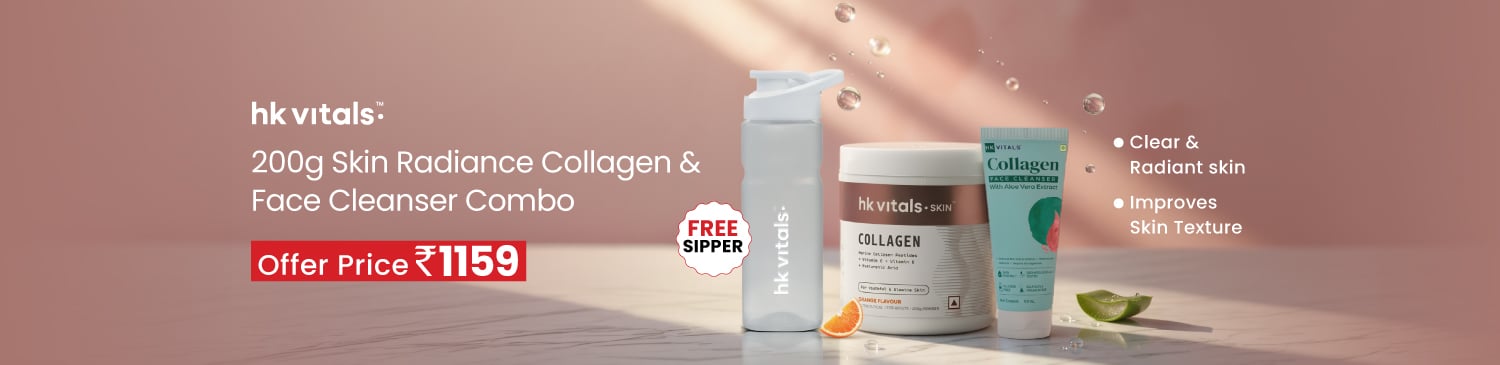 HealthKart HK Vitals Skin Radiance Collagen 200 g Orange & Face Cleanser Combo | Offer Price - 1159 + Free Sipper