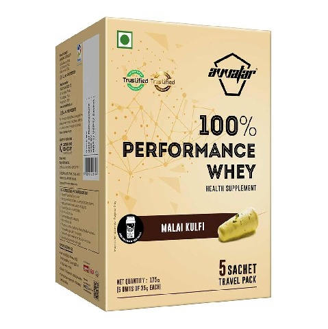 1 - Avvatar 100% Performance Whey, 5 sachets/pack Malai Kulfi