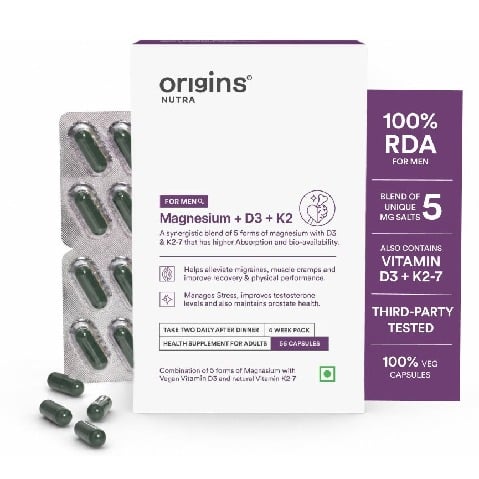 1 - Origins Nutra Magnesium + D3 + K2 for Men, Unflavoured 56 capsules