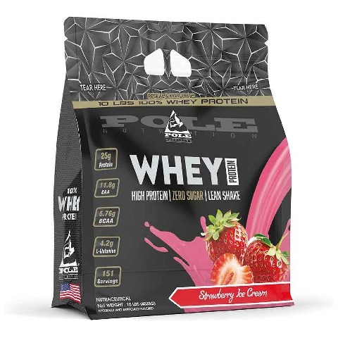 1 - Pole Nutrition Whey Protein, 10 lb Strawberry Ice Cream