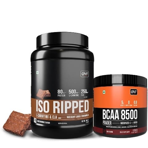 1 - QNT ISO Ripped 2.2 lb Choco Brownie with BCAA 8500 Combo, 0.39 lb Cola