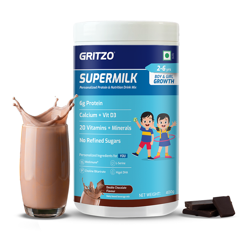 1 - Supermilk Overall Growth for Boy/Girl 2 to 6 years, 400 g Double Chocolate 2-6 Yrs Boy/Girl Overall Growth With Unrefined Sugar