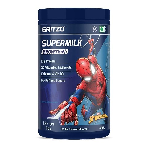 Supermilk Gritzo Growth+ for Boy 13+ years, 400 g Double Chocolate (Spiderman)