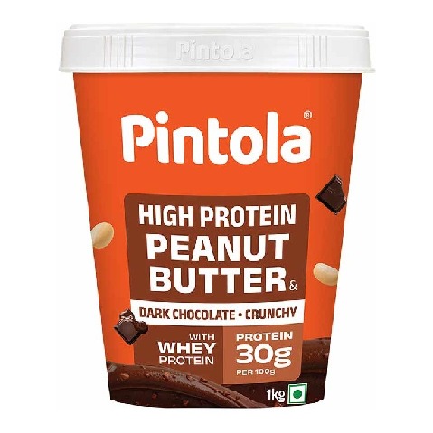 1 - Pintola High Protein Peanut Butter,  1 kg  Dark Chocolate Crunchy 