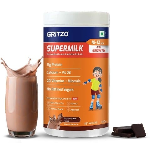 11 - Supermilk Gritzo Growth for Girl 10 to 12 years, 400 g Double Chocolate