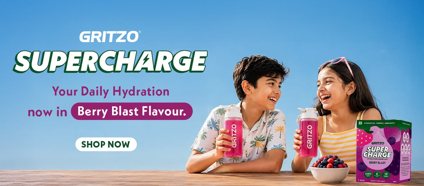 Gritzo Supercharge Hydration Drink Mix in New Berry Blast Flavour