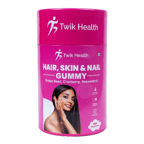 1 - Twik Health Hair Skin & Nail Cranberry Grape Seed, 60 gummies