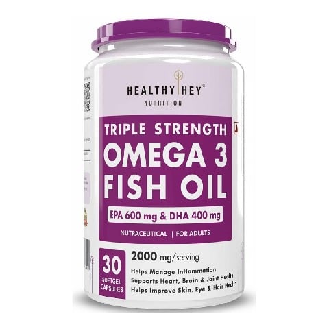 1 - HealthyHey Nutrition Triple Strength Omega 3 Fish Oil,  30 softgels 