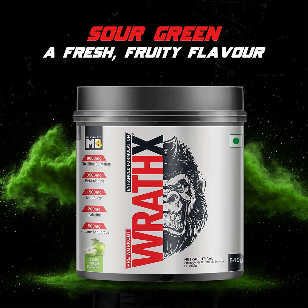 2 - MuscleBlaze Pre Workout WrathX,  30 Servings  Sour Green