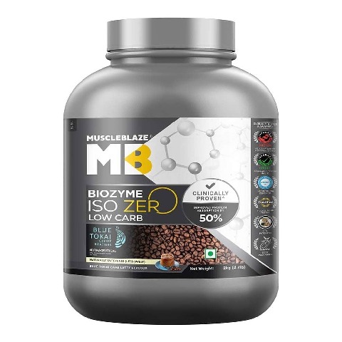 1 - MuscleBlaze Biozyme Iso-Zero Powder (Old MRP), 4.4 lb Low Carb Blue Tokai Cafe Latte