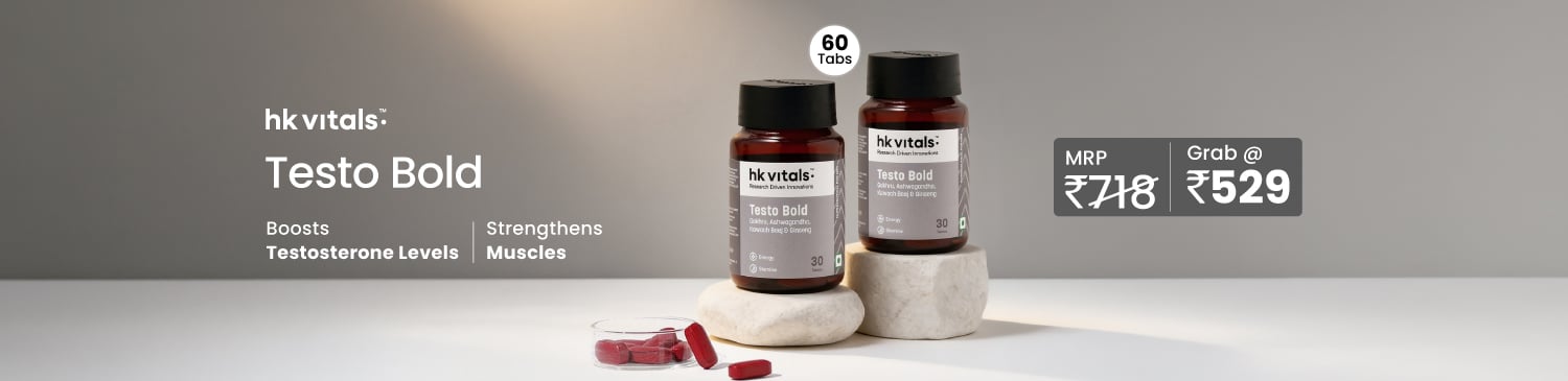 HealthKart HK Vital Testo Bold, 60 tablet(s) | MRP - 718 | Grab @ Rs. 529