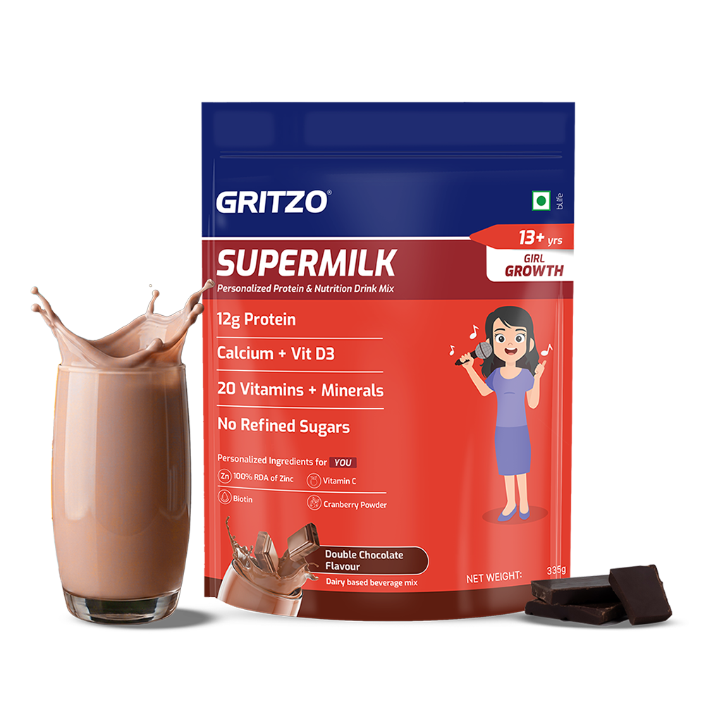 1 - Supermilk Overall Growth for Girl 13+ years, 335 g Double Chocolate 13+ Yrs Girl Overall Growth With Unrefined Sugar