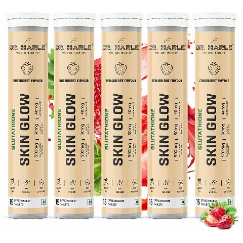 1 - DR. HARLE Glutathione Skin Glow Effervescent,  Strawberry (Pack of 5)  15 tablets 