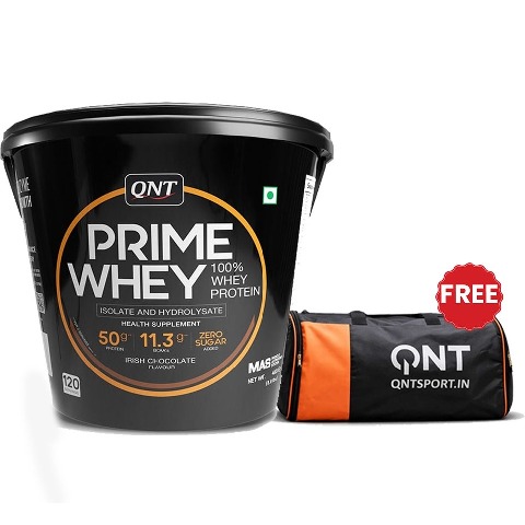 QNT Prime Whey & Gym Bag Black, 8.8 lb Irish Chocolate
