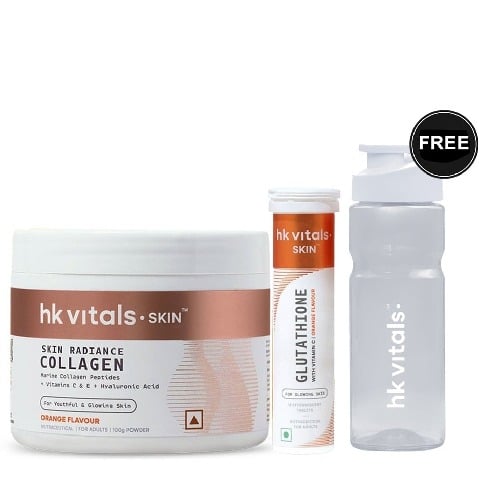 HealthKart HK Vitals Skin Radiance Collagen 100 g & Glutathione Effervescent 15 Tabs Orange Combo