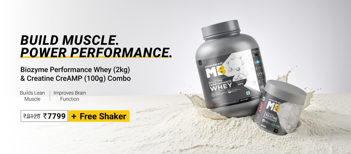 Biozyme Performance Whey 2 kg & Creatine 100g Combo @ 7799 + Free Shaker