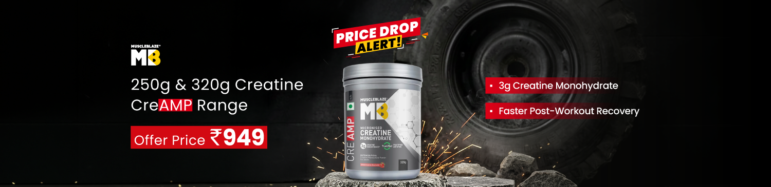 MuscleBlaze Creatine Monohydrate CreAMP 250g and 320g Range | Drop Price - 949