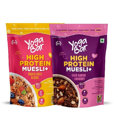 1 - Yogabar High Protein Muesli, 850 g Combo Pack, Choco Almond Cranberry & Fruits Nuts and Seeds