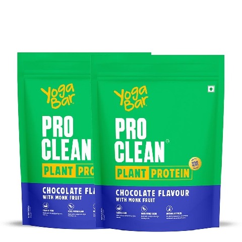 1 - Yogabar Pro Clean Plant Protein,  1.1 lb  Chocolate with Monk Fruit (Pack of 2) 