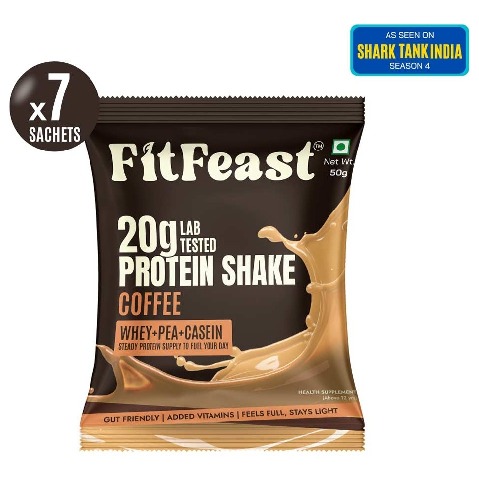1 - FitFeast Protein Shaker, 7 sachets/pack Coffee