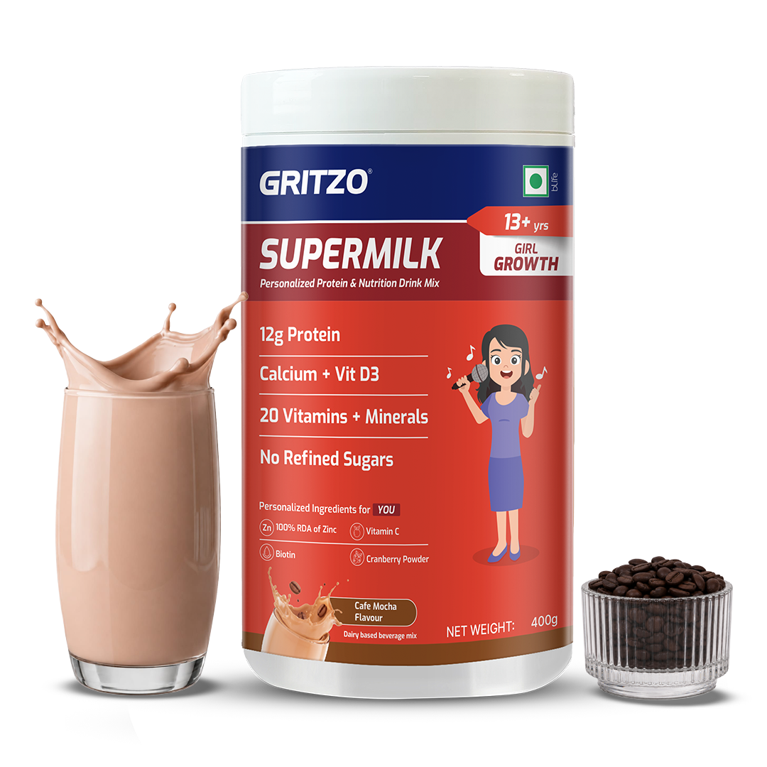 1 - Supermilk Growth for Girl 13+ years, 400 g Cafe Mocha 13+ Yrs Girl Growth With Unrefined Sugar