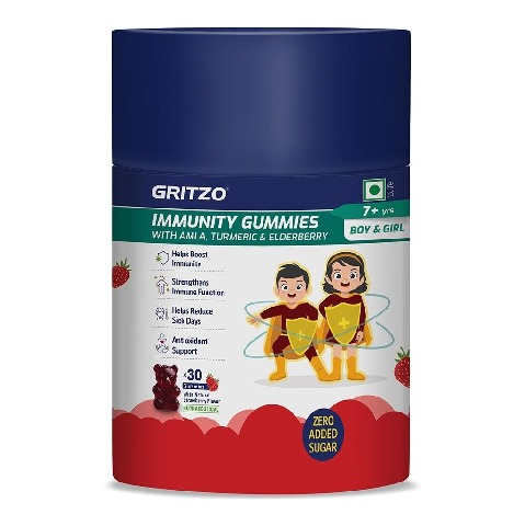 2 - Gritzo Immunity Gummies 7+ Years,  30 gummies  Strawberry 