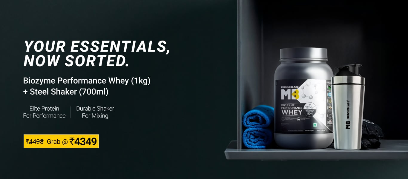 Biozyme Performance Whey 1 kg & Steel Shaker 700 ml Combo @ 4349