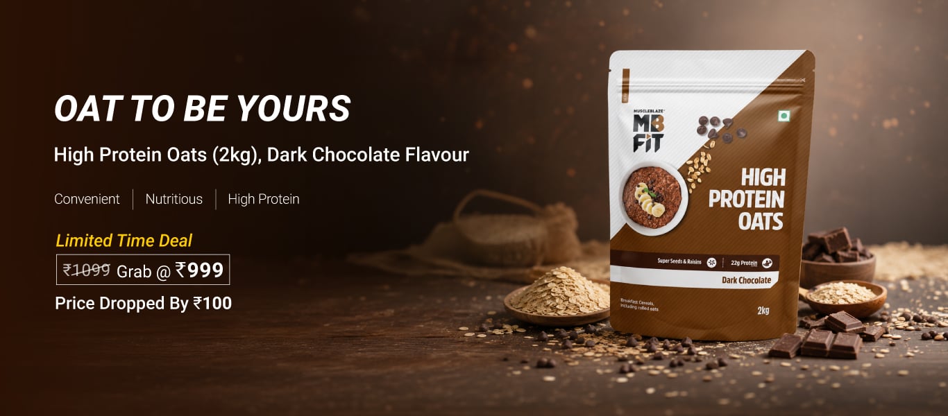Limited Time Deal: MuscleBlaze High Protein Oats 2 kg Dark Chocolate @ 999