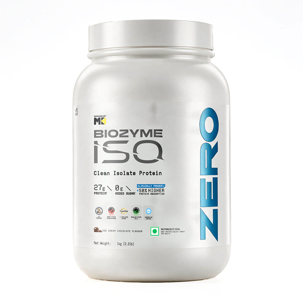 1 - MuscleBlaze Biozyme Iso-Zero, 2.2 lb Low Carb Ice Cream Chocolate Iso-Zero