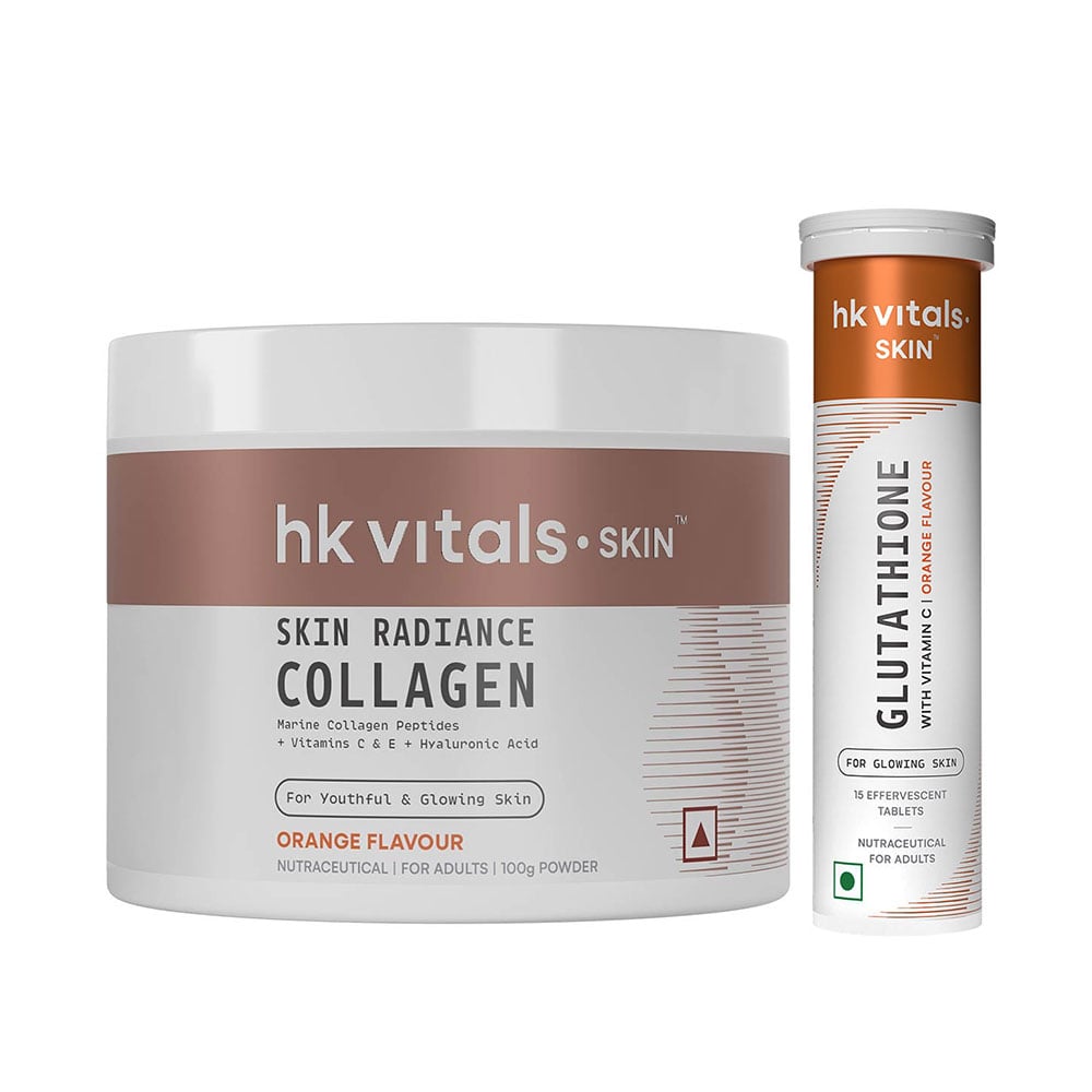 2 - HK Vitals Skin Radiance Collagen 100g with Glutathione Effervescent, Collagen for Men 15 tablet(s) Orange