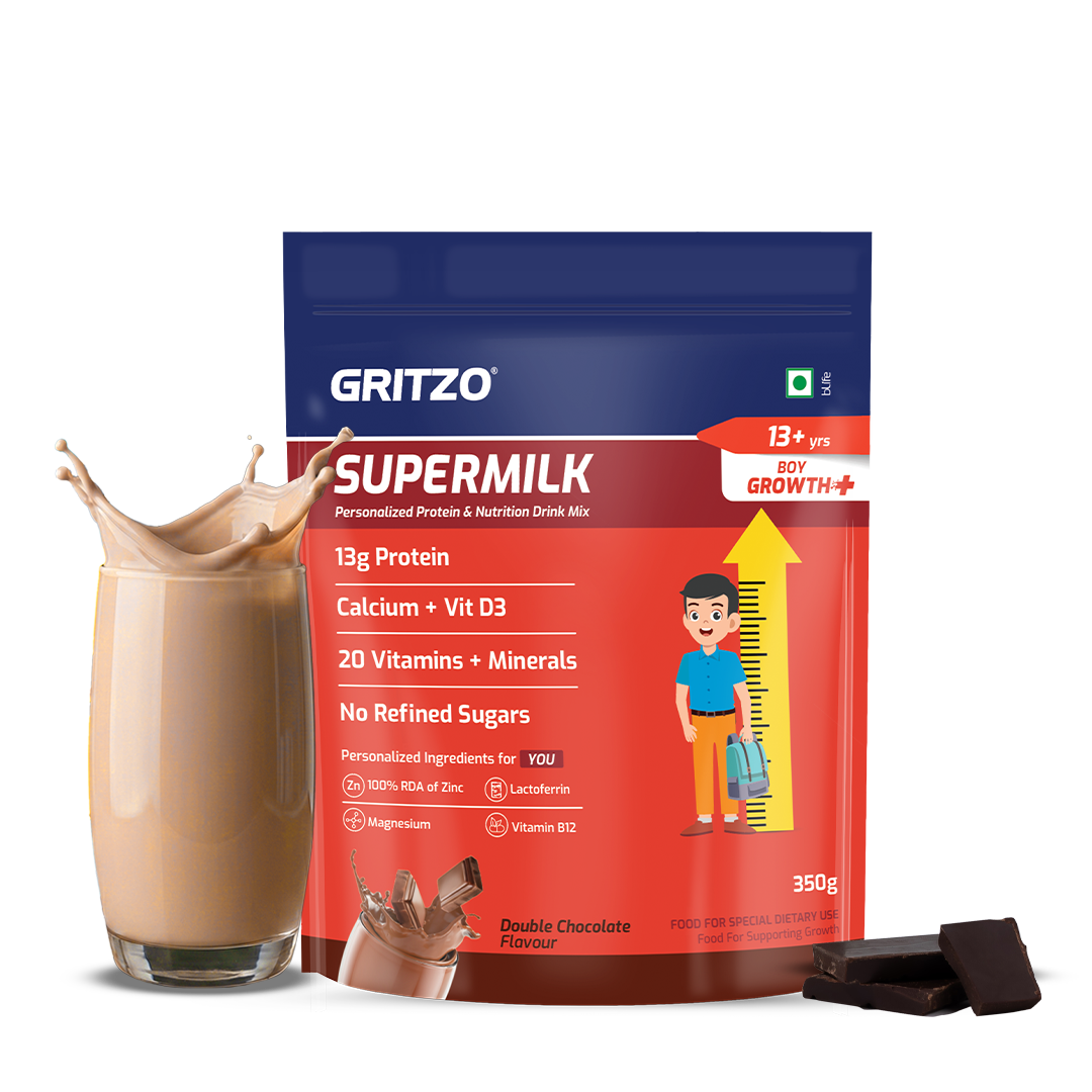 2 - Supermilk Growth+ for Boy 13+ years, 350 g Double Chocolate 13+ Yrs Boy Growth+ With Unrefined Sugar