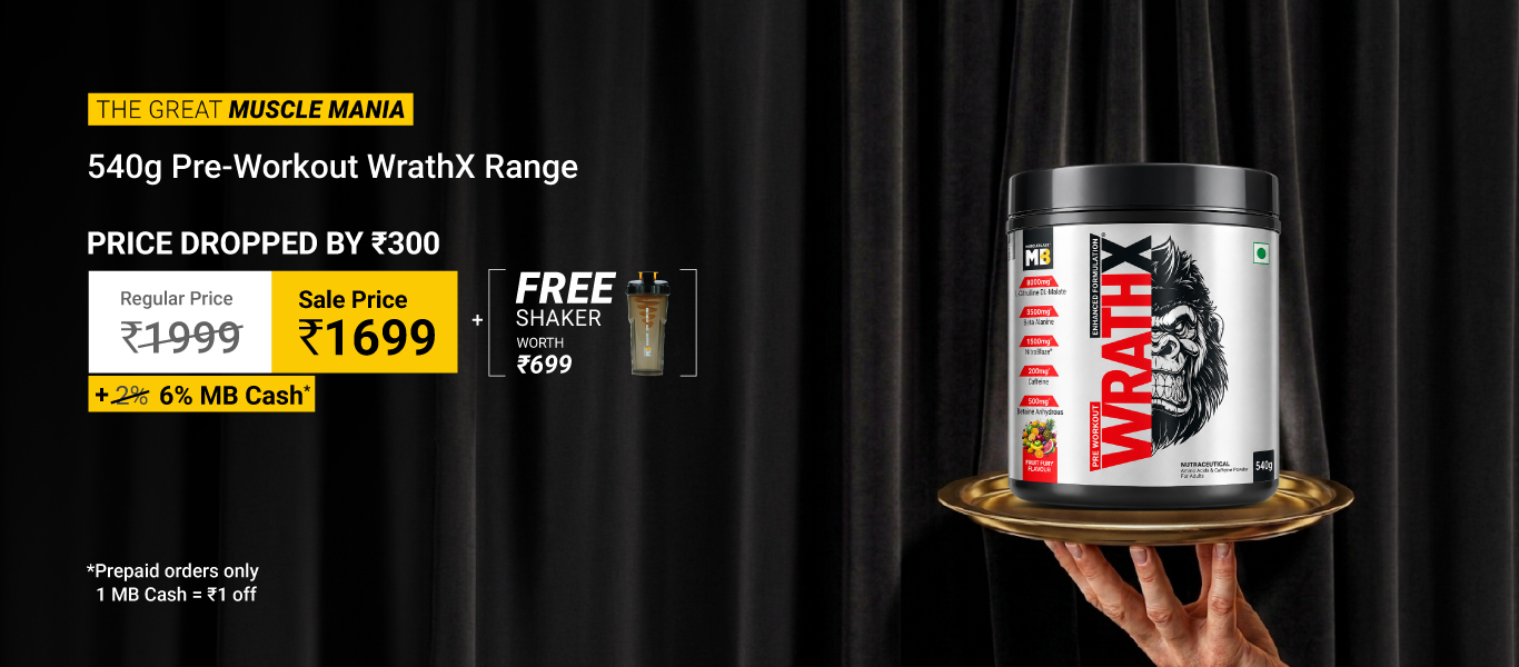 540g Wrathx 1699 + Free Shaker worth Rs. 699 + Extra 6% MB Cash