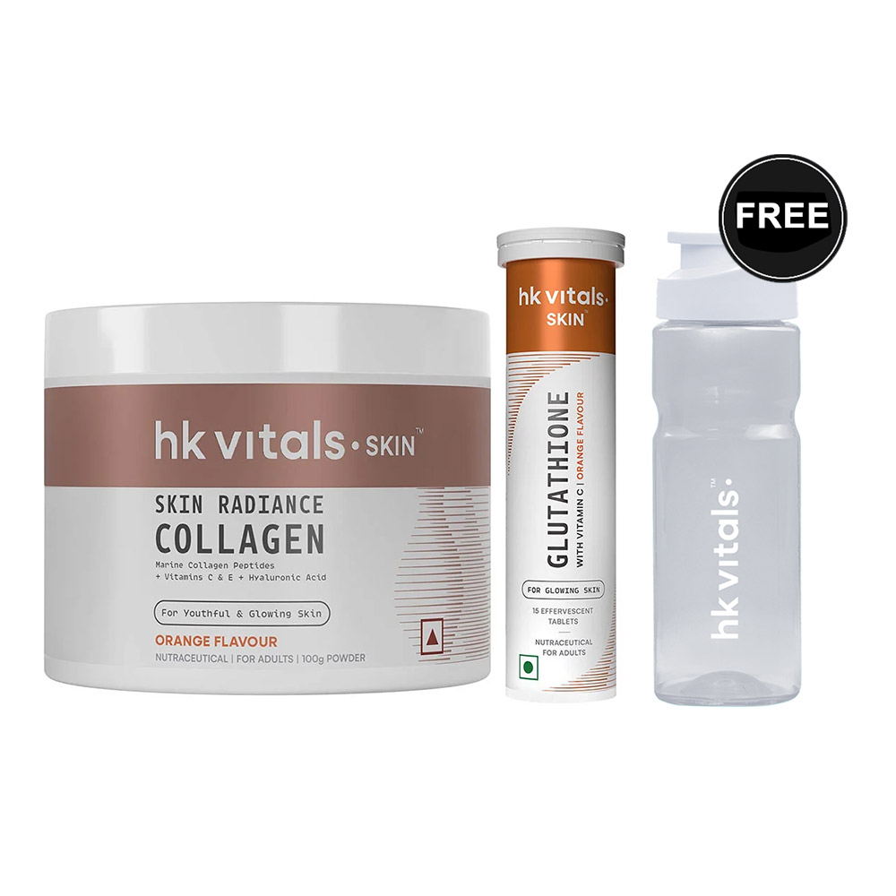 HK Vitals Skin Radiance Collagen 100g with Glutathione Effervescent, Collagen & Glutathione Pack 15 tablet(s) Orange