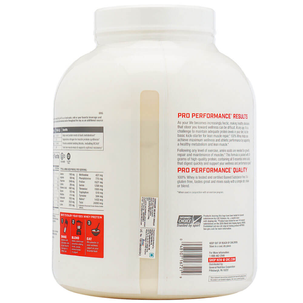back - GNC Pro Performance 100% Whey Protein,  4.8 lb  Vanilla 