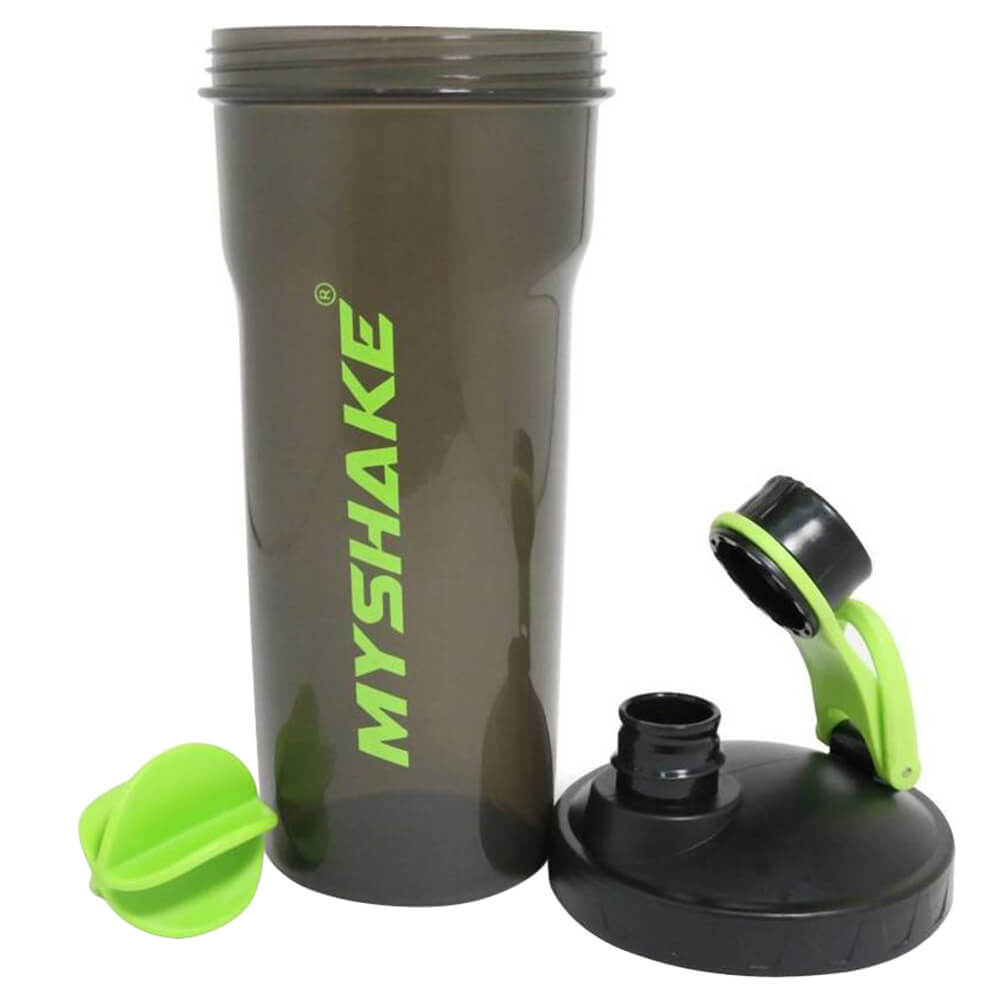 1 - Myshake Lock Protein Shaker Bottle,  Black & Green  600 ml 