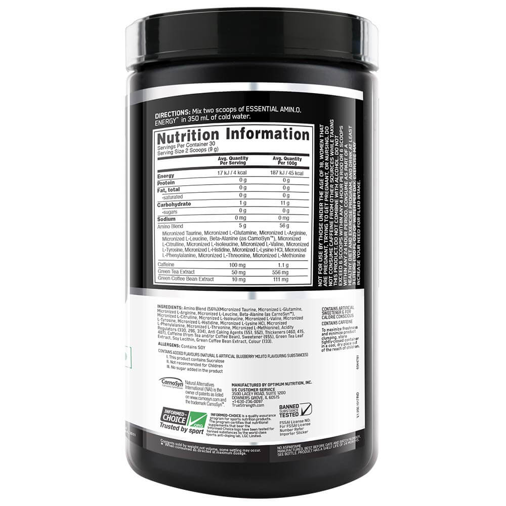 2 - ON (Optimum Nutrition) Essential Amino Energy,  0.6 lb  Blueberry Mojito 