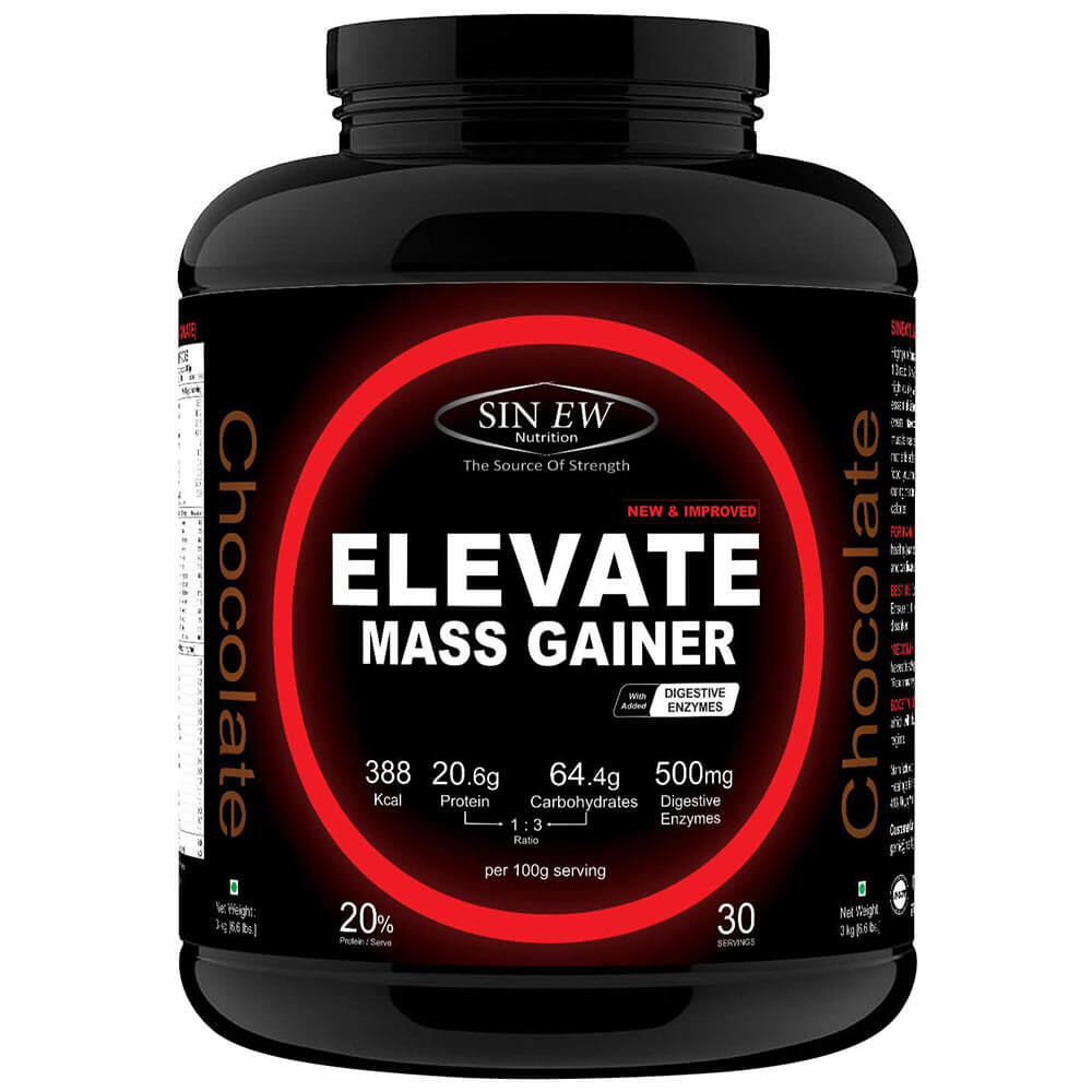 Sinew Nutrition Elevate Mass Gainer with Digestive Enzymes,  6.6 lb  Chocolate 