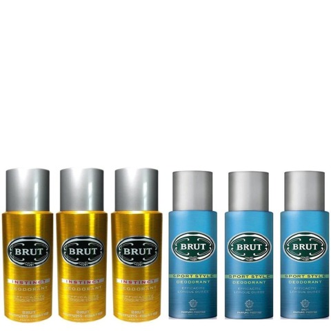 Brut Deo Yellow Body Spray Combo of 6,  200 ml  for Men 