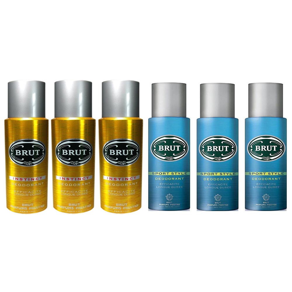 Brut Deo Yellow Body Spray Combo of 6,  200 ml  for Men 