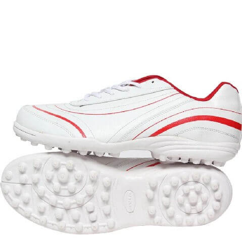 Nivia Hook Cricket Shoes, White with Red 6