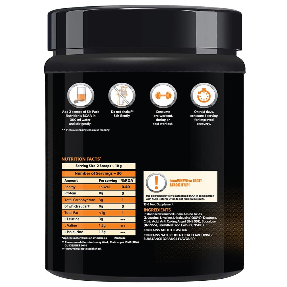 supplementinfo - Six Pack Nutrition Instantised BCAA 2:1:1,  0.66 lb  Orange Squash 