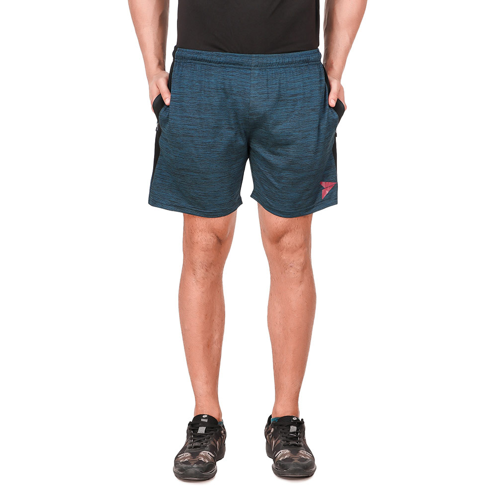 4 - Fitinc Melange Shorts with Both Side Safety Zippered Pockets,  XXL  Navy Blue 