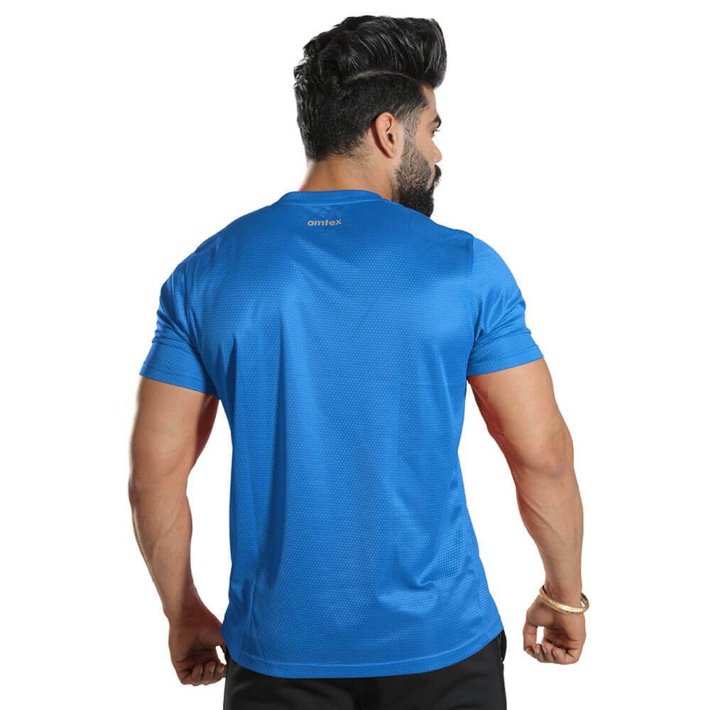 4 - Omtex Gym Polyester T Shirt TS1801,  Sky Blue  XL 