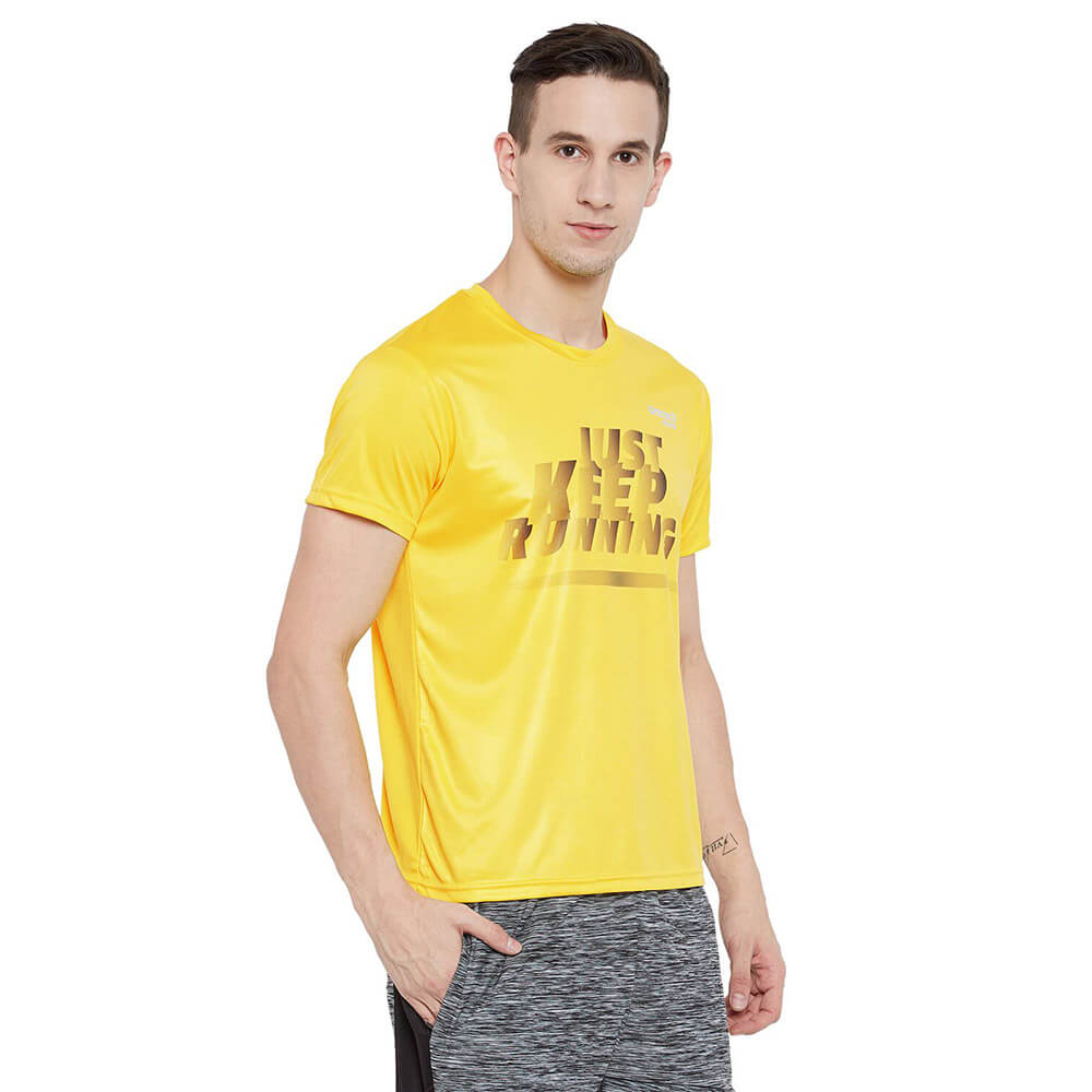3 - Masch Mens Just Keep Running T Shirt,  Yellow  XL 