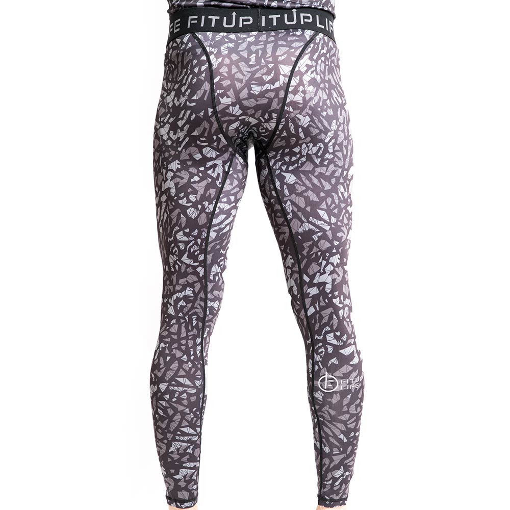 1 - Fitup Life Geometric Print Men Tights Compression,  Multicolor  Small 