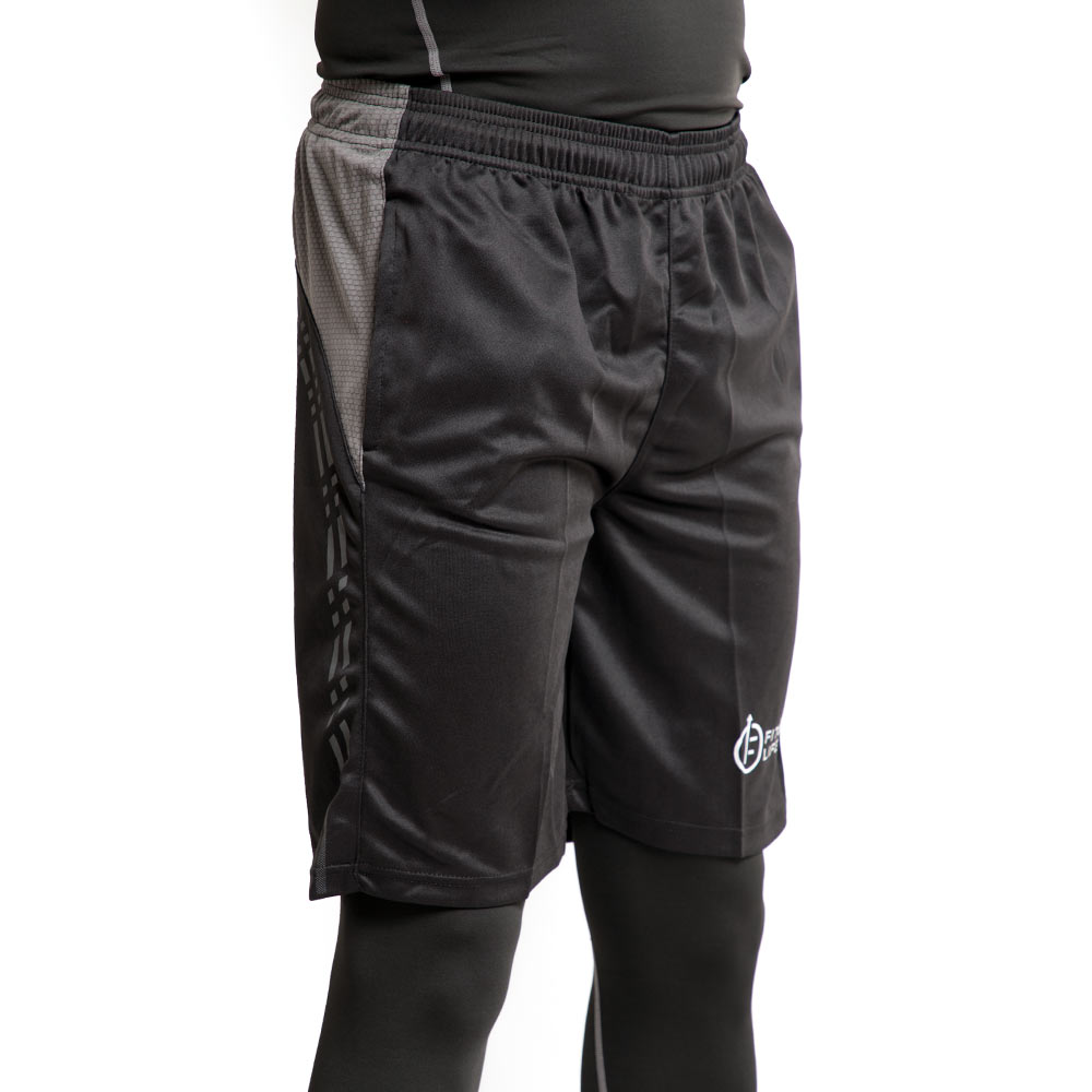 1 - Fitup Life Solid Men Shorts,  Large  Black with Grey 