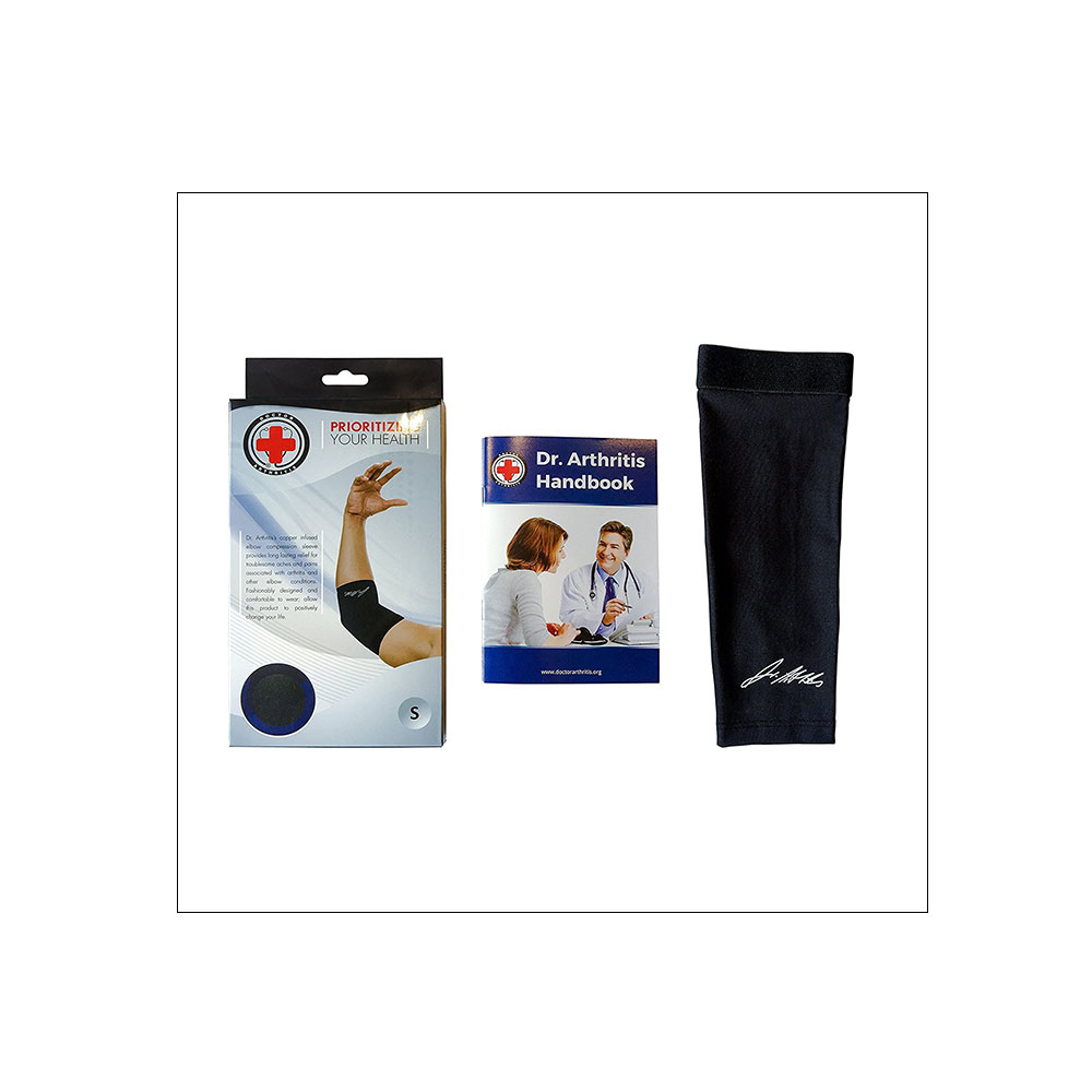 2 - Dr. Arthritis Elbow Compression Sleeve,  Black with Hand Book  XL 
