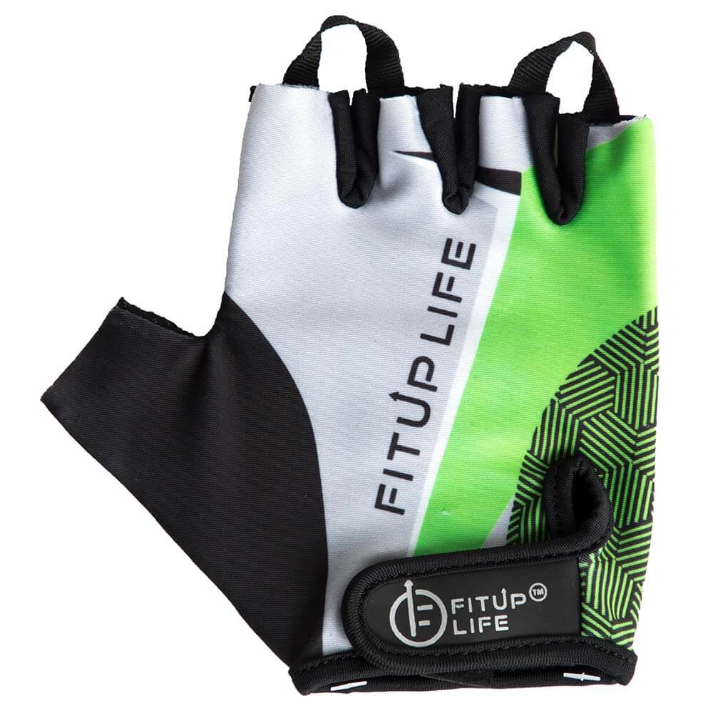 3 - Fitup Life Gym Gloves with Adjustable Velcro Strap & Dotted Padding Gym,  Grey Green  Small 