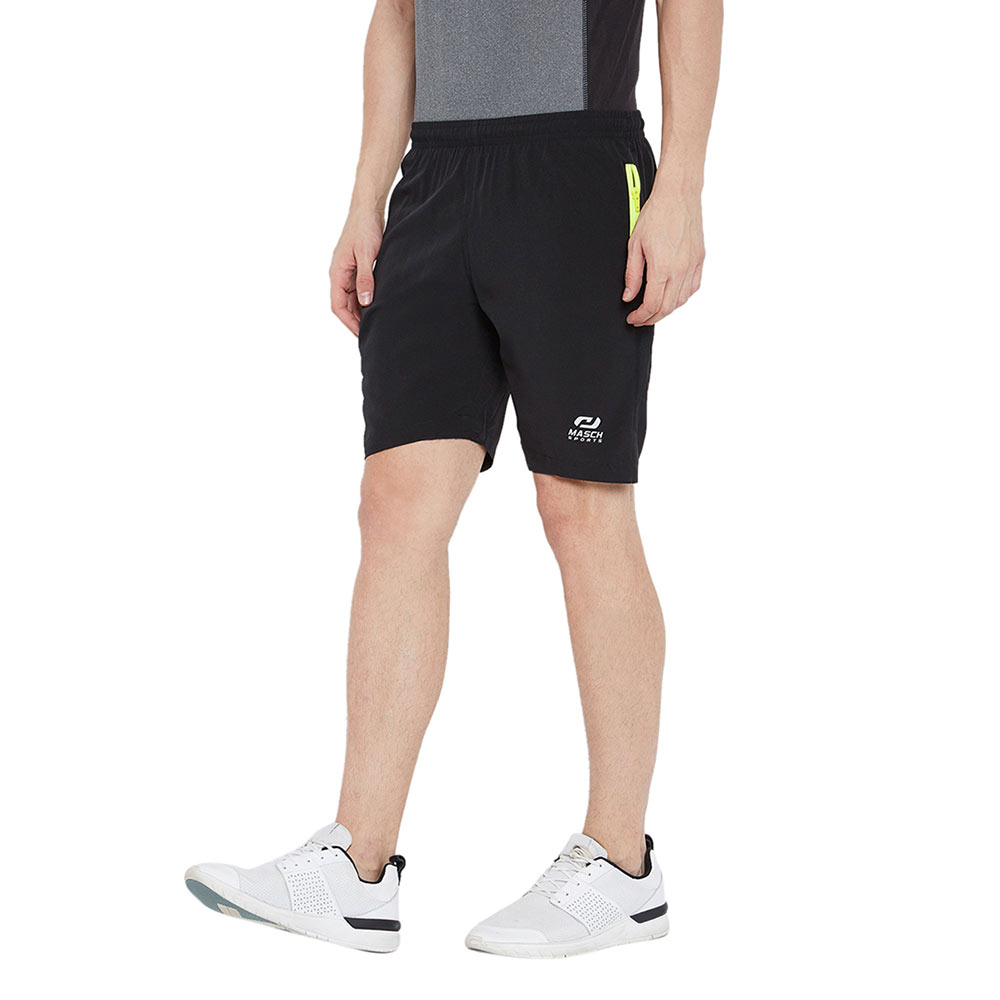 3 - Masch Mens Regular Fit Polyester Shorts (MSSH 0618 CS NZIP NOFLAP),  Medium  Black 