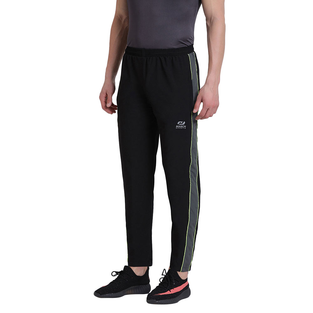 2 - Masch Mens Regular Fit Polyester Track Pants (MSTP 1218 CS SP2PIP BGNEON),  Black  Small 